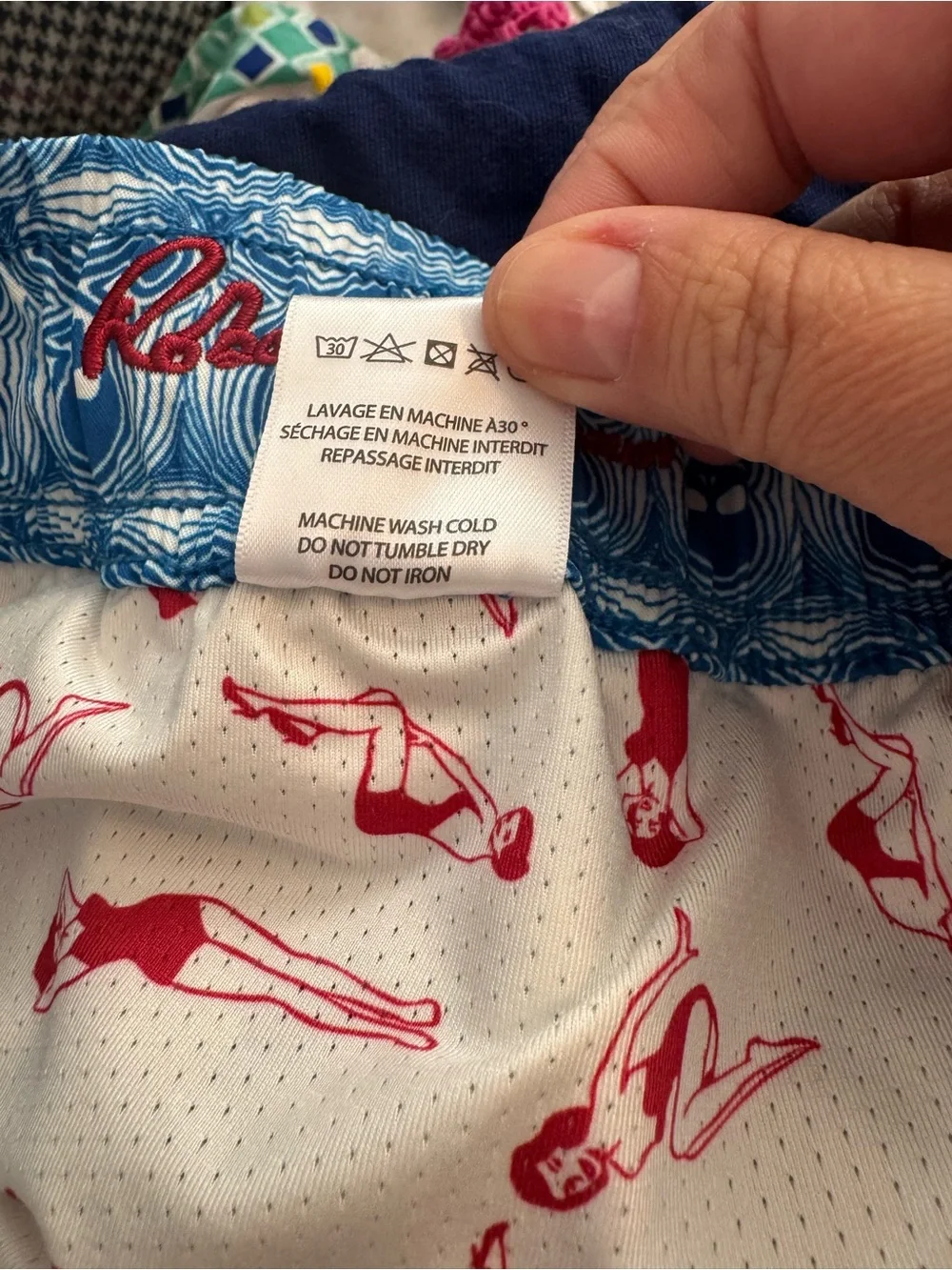 Robert Graham Swim Trunks Shorts Men XL Blue Skull Print Compression Lined Surf